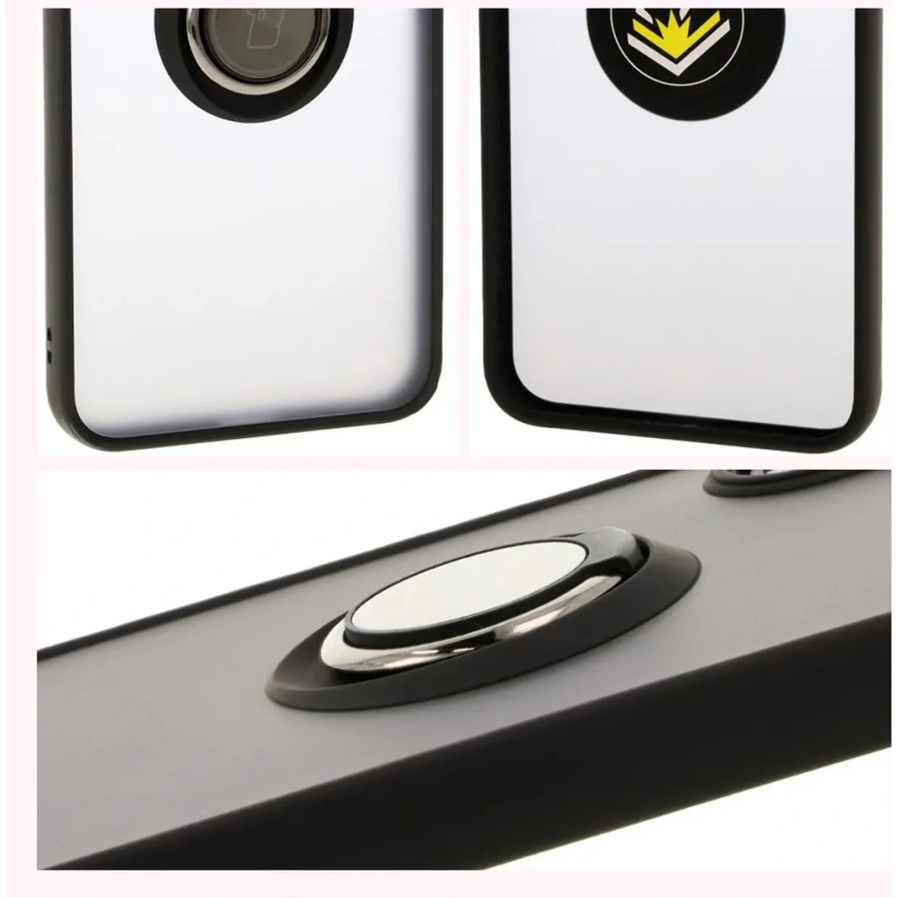 Etui z uchwytem na palec Bizon Case Hybrid Ring do Samsung Galaxy A16 4G/5G przydymione z czarną ramką