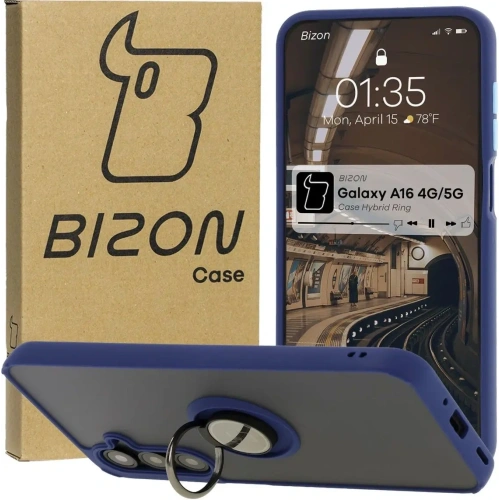 Kup Bizon Case Hybrid Ring Samsung Galaxy A16 4G/5G fumuriu cu un cadru albastru închis - BIZ6675 - {ean13} - Sklep Home Screen