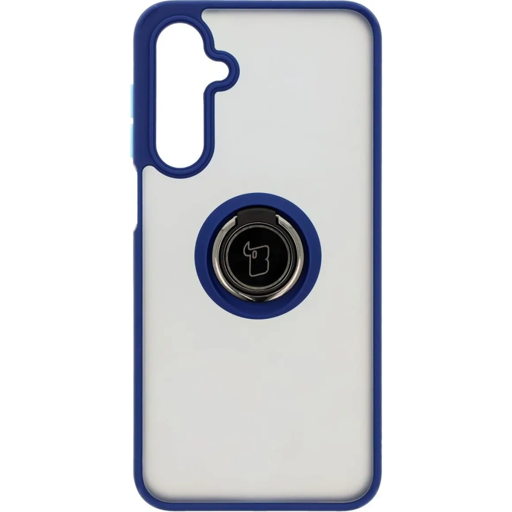 Etui z uchwytem na palec Bizon Case Hybrid Ring do Samsung Galaxy A16 4G/5G przydymione z granatową ramką