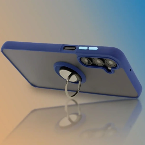 Kup Etui s držákem na prst Bizon Case Hybrid Ring do Samsung Galaxy A16 4G/5G kouřové s modrým rámem - BIZ6675 - {ean13} - Sklep Home Screen