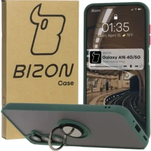 Kup Etui z uchwytem na palec Bizon Case Hybrid Ring do Samsung Galaxy A16 4G/5G przydymione z ciemnozieloną ramką - BIZ6676 - {ean13} - Sklep Home Screen