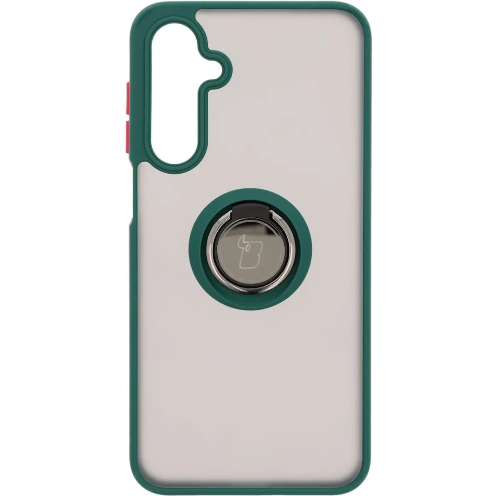 Etui z uchwytem na palec Bizon Case Hybrid Ring do Samsung Galaxy A16 4G/5G przydymione z ciemnozieloną ramką