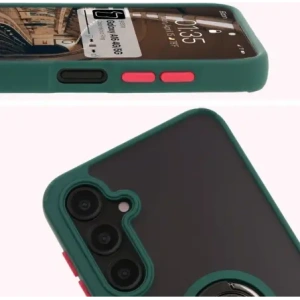 Kup Etui z uchwytem na palec Bizon Case Hybrid Ring do Samsung Galaxy A16 4G/5G przydymione z ciemnozieloną ramką - BIZ6676 - {ean13} - Sklep Home Screen