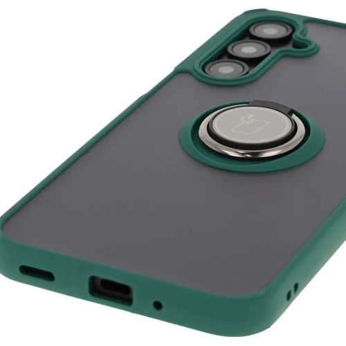Kup Etui s úchytem na prst Bizon Case Hybrid Ring do Samsung Galaxy A16 4G/5G kouřové s tmavě zeleným rámečkem - BIZ6676 - {ean13} - Sklep Home Screen
