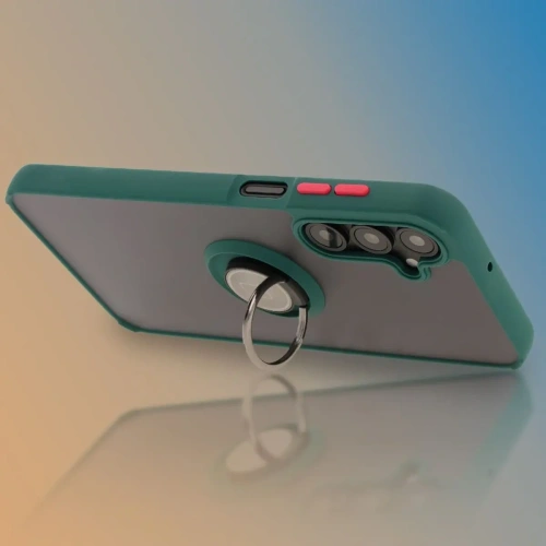 Kup Etui s úchytem na prst Bizon Case Hybrid Ring do Samsung Galaxy A16 4G/5G kouřové s tmavě zeleným rámečkem - BIZ6676 - {ean13} - Sklep Home Screen