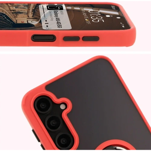 Kup Etui s úchytem na prst Bizon Case Hybrid Ring do Samsung Galaxy A16 4G/5G kouřové s červeným rámem - BIZ6677 - {ean13} - Sklep Home Screen