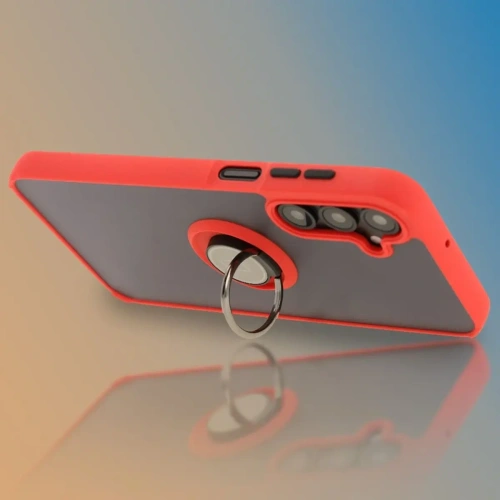 Kup Etui s úchytem na prst Bizon Case Hybrid Ring do Samsung Galaxy A16 4G/5G kouřové s červeným rámem - BIZ6677 - {ean13} - Sklep Home Screen