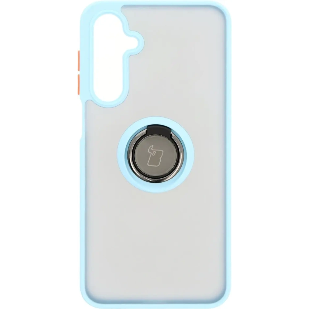 Etui z uchwytem na palec Bizon Case Hybrid Ring do Samsung Galaxy A16 4G/5G przydymione z jasnoniebieską ramką