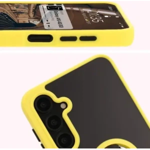 Kup Etui z uchwytem na palec Bizon Case Hybrid Ring do Samsung Galaxy A16 4G/5G przydymione z żółtą ramką - BIZ6679 - {ean13} - Sklep Home Screen