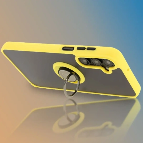 Kup Etui s úchytem na prst Bizon Case Hybrid Ring do Samsung Galaxy A16 4G/5G kouřové s žlutým rámem - BIZ6679 - {ean13} - Sklep Home Screen