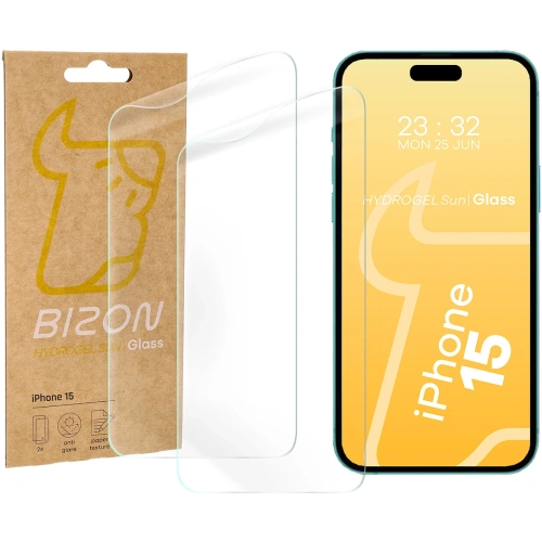 Kup Bizon Glass Hydrogel Soare Apple iPhone 15 [2 PACHET] - BIZ6692 - {ean13} - Sklep Home Screen