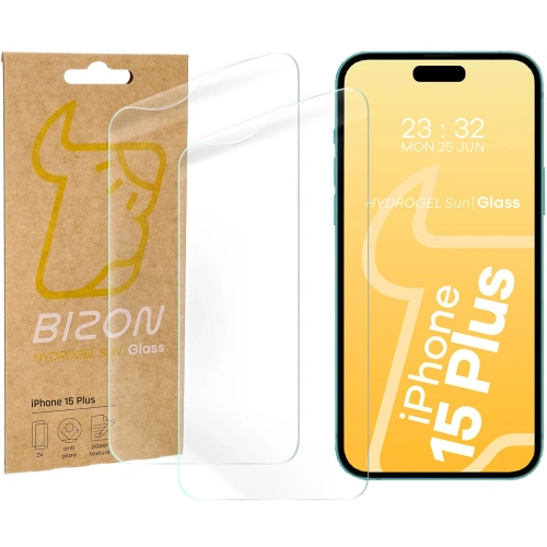 Kup Bizon Glass Hydrogel Nap Apple iPhone 15 Plus [2 CSOMAG] - BIZ6695 - {ean13} - Sklep Home Screen