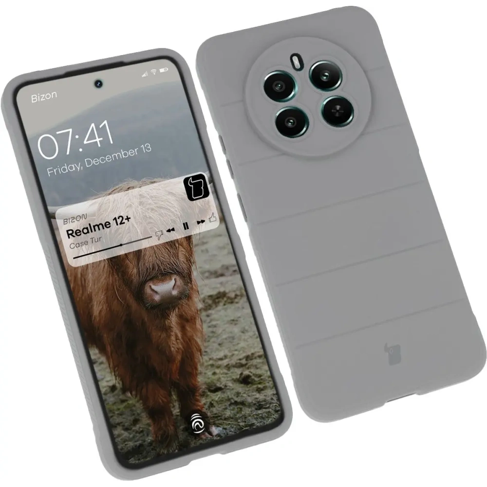 Pancerne etui Bizon Case Tur do Realme 12+ jasnoszare