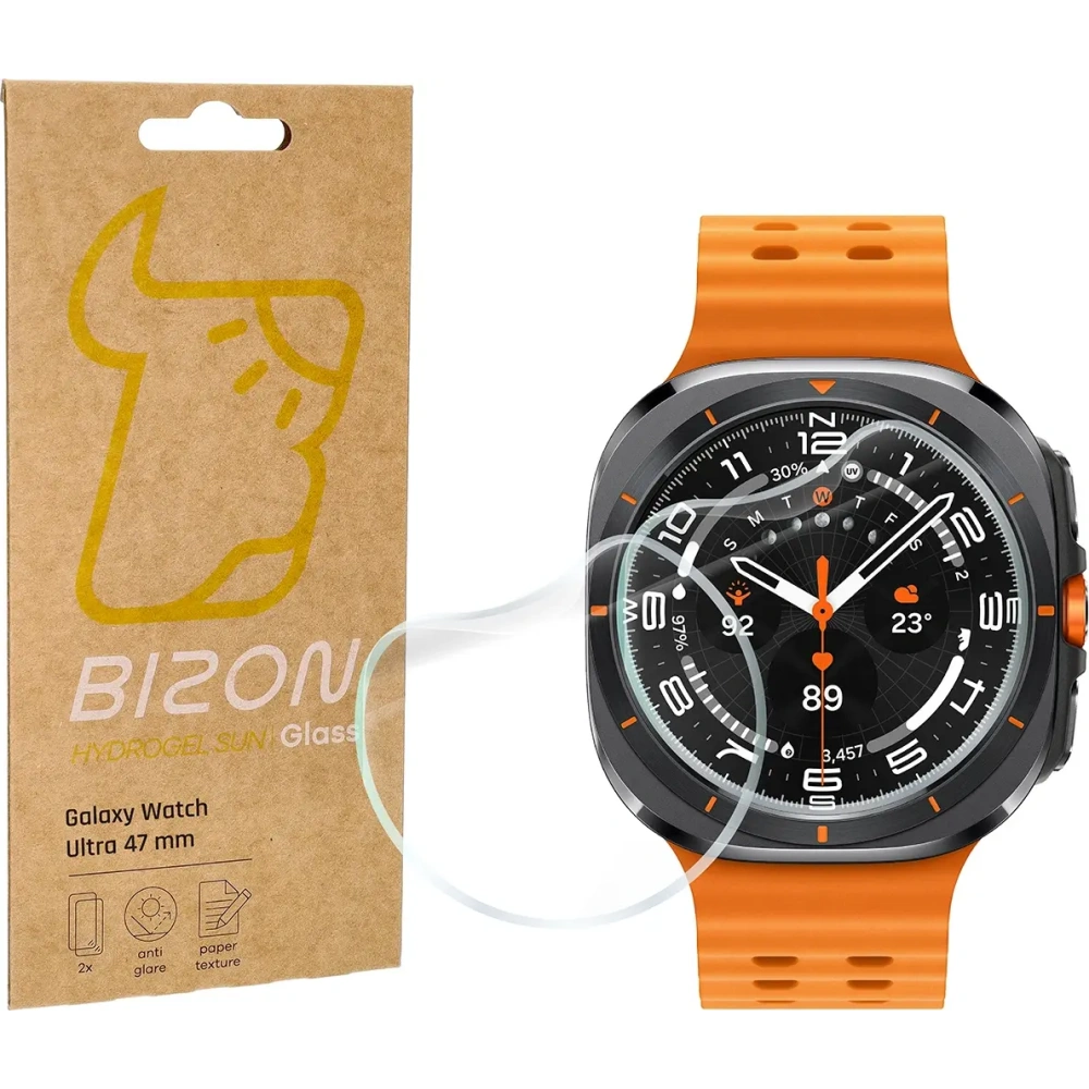 Folia matowa Bizon Glass Watch Hydrogel Sun do Samsung Galaxy Watch Ultra 47 mm [2 PACK]