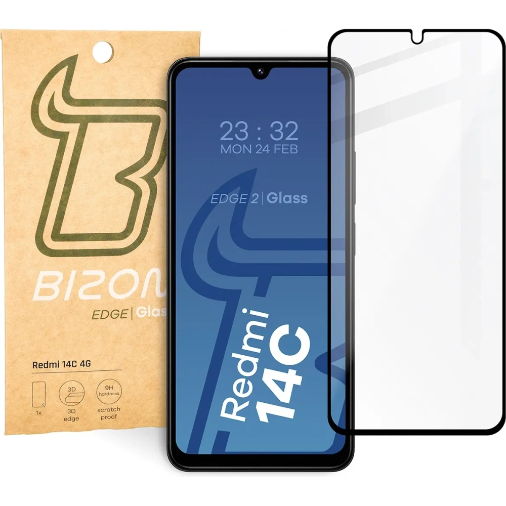 Szkło hartowane Bizon Glass Edge 2 do Xiaomi Redmi 14C 4G / POCO C75 czarna ramka