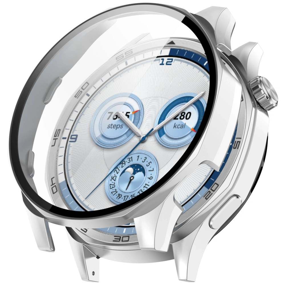 Etui ze szkłem do zegarka Bizon Case+Glass Watch do Huawei Watch GT 5 46 mm satynowo srebrne