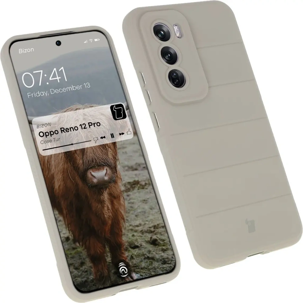 Pancerne etui Bizon Case Tur do Oppo Reno 12 Pro jasnoszare