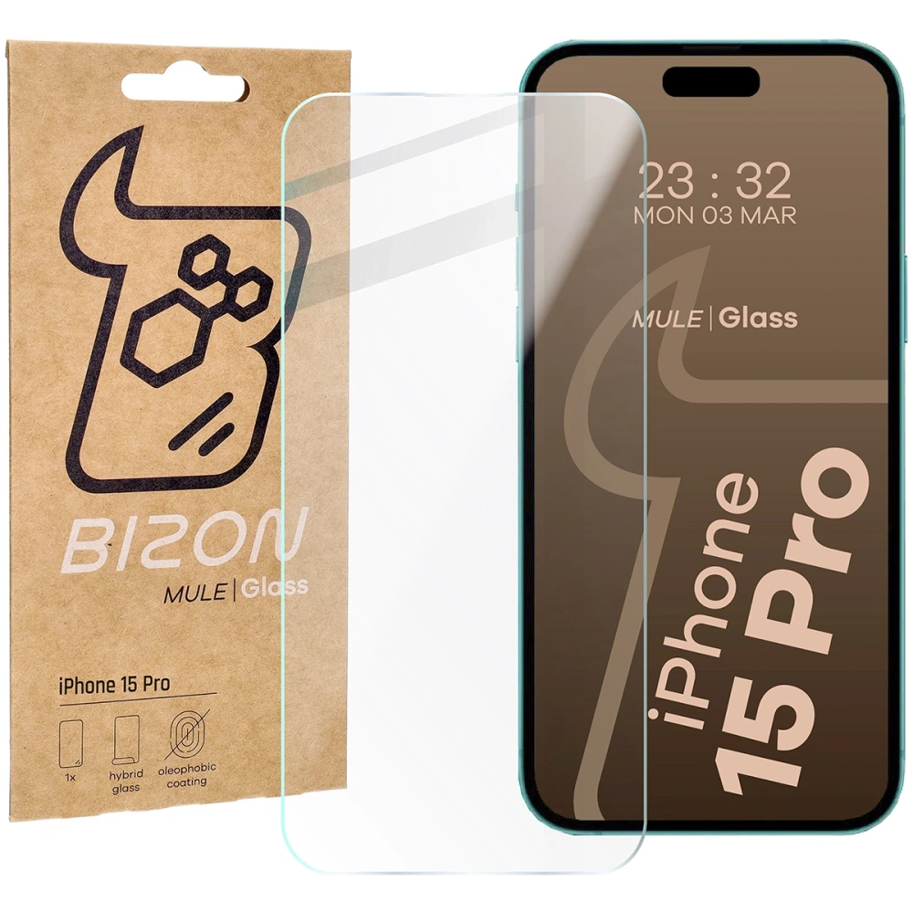Elastyczne szkło hybrydowe Bizon Glass Mule do Apple iPhone 15 Pro
