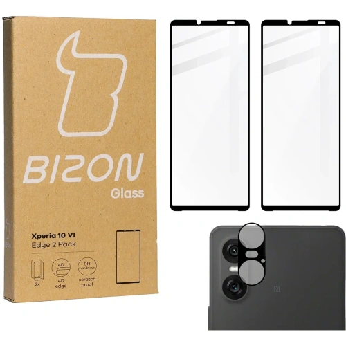 Buy Bizon Edge 2x tempered screen glass with frame + camera glass Xperia 10 VI - BIZ6815 - {ean13} - Home Screen Store Europe