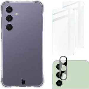 Kup Etui + 2x szkło hartowane na ekran + szkło na obiektyw Bizon Case Clear Pack do Samsung Galaxy S24 FE - BIZ6841 - {ean13} - Sklep Home Screen