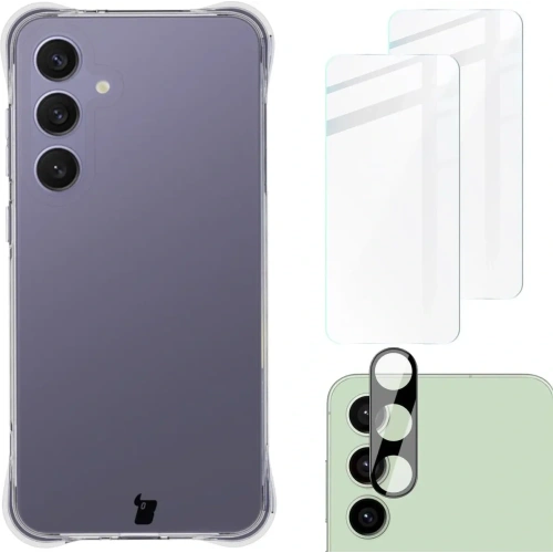 Kup Etui + 2x szkło hartowane na ekran + szkło na obiektyw Bizon Case Clear Pack do Samsung Galaxy S24 FE - BIZ6841 - {ean13} - Sklep Home Screen