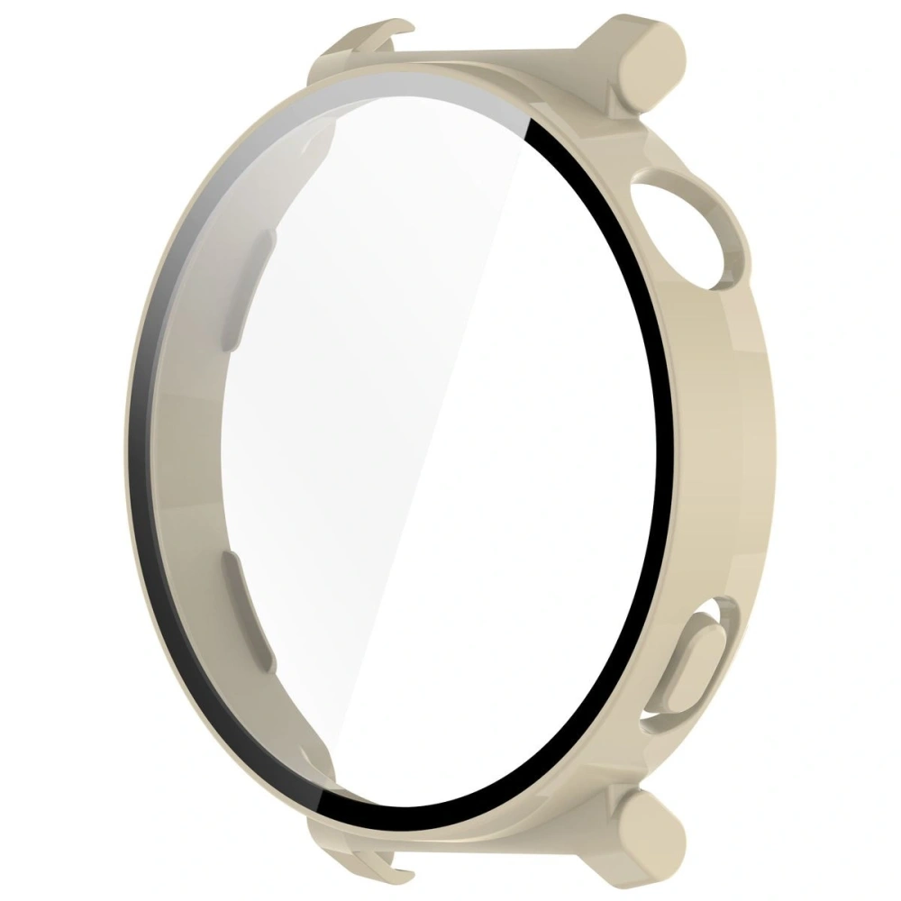 Etui ze szkłem do zegarka Bizon Case+Glass Watch do Huawei Watch GT 5 Pro 42 mm beżowe