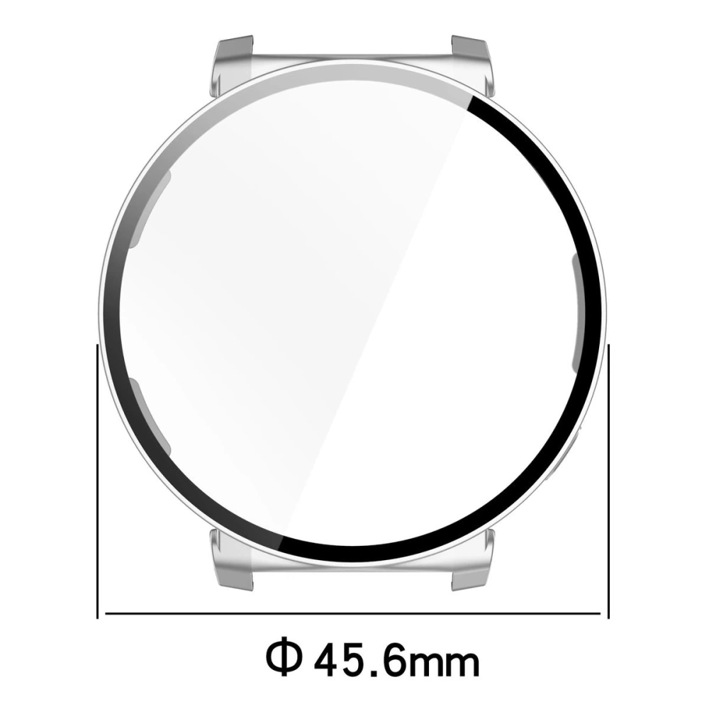 Etui ze szkłem do zegarka Bizon Case+Glass Watch do Huawei Watch GT 5 Pro 42 mm srebrne satynowe