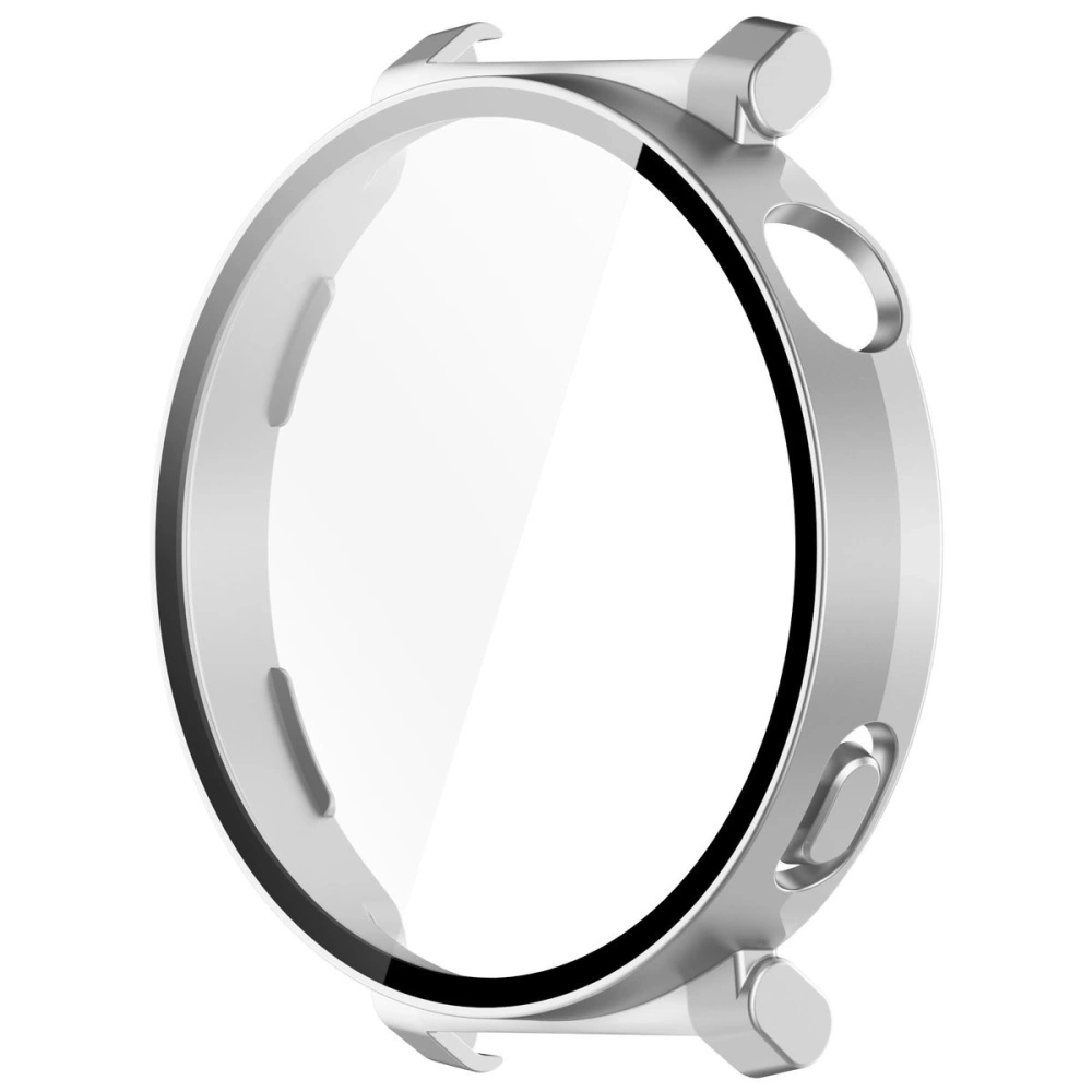 Etui ze szkłem do zegarka Bizon Case+Glass Watch do Huawei Watch GT 5 Pro 42 mm srebrne satynowe
