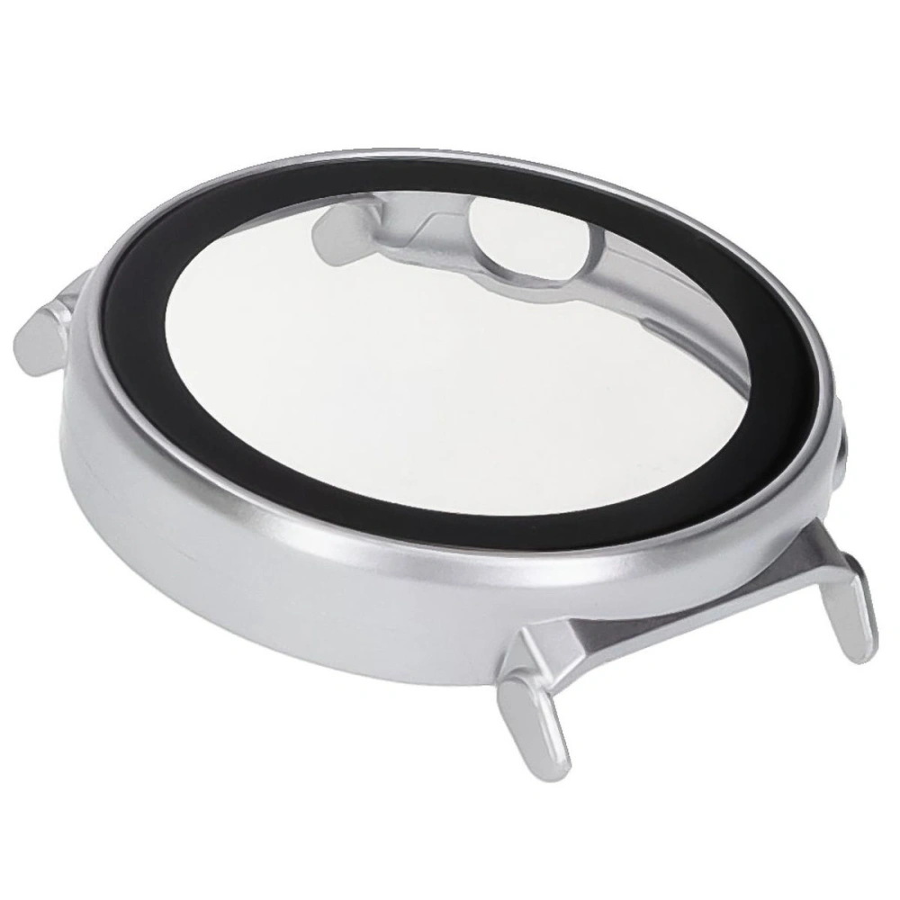 Etui ze szkłem do zegarka Bizon Case+Glass Watch do Huawei Watch GT 5 Pro 42 mm srebrne satynowe