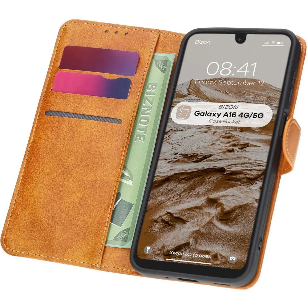 Etui z klapką Bizon Case Pocket do Samsung Galaxy A16 4G/5G brązowe
