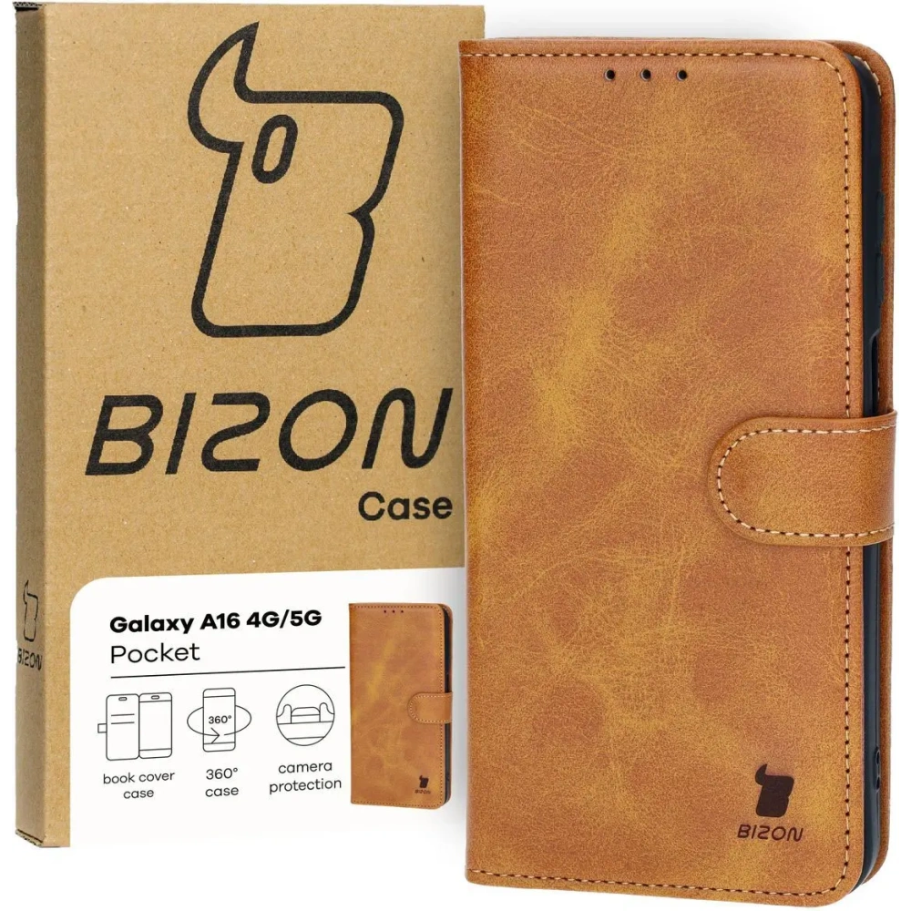 Etui z klapką Bizon Case Pocket do Samsung Galaxy A16 4G/5G brązowe