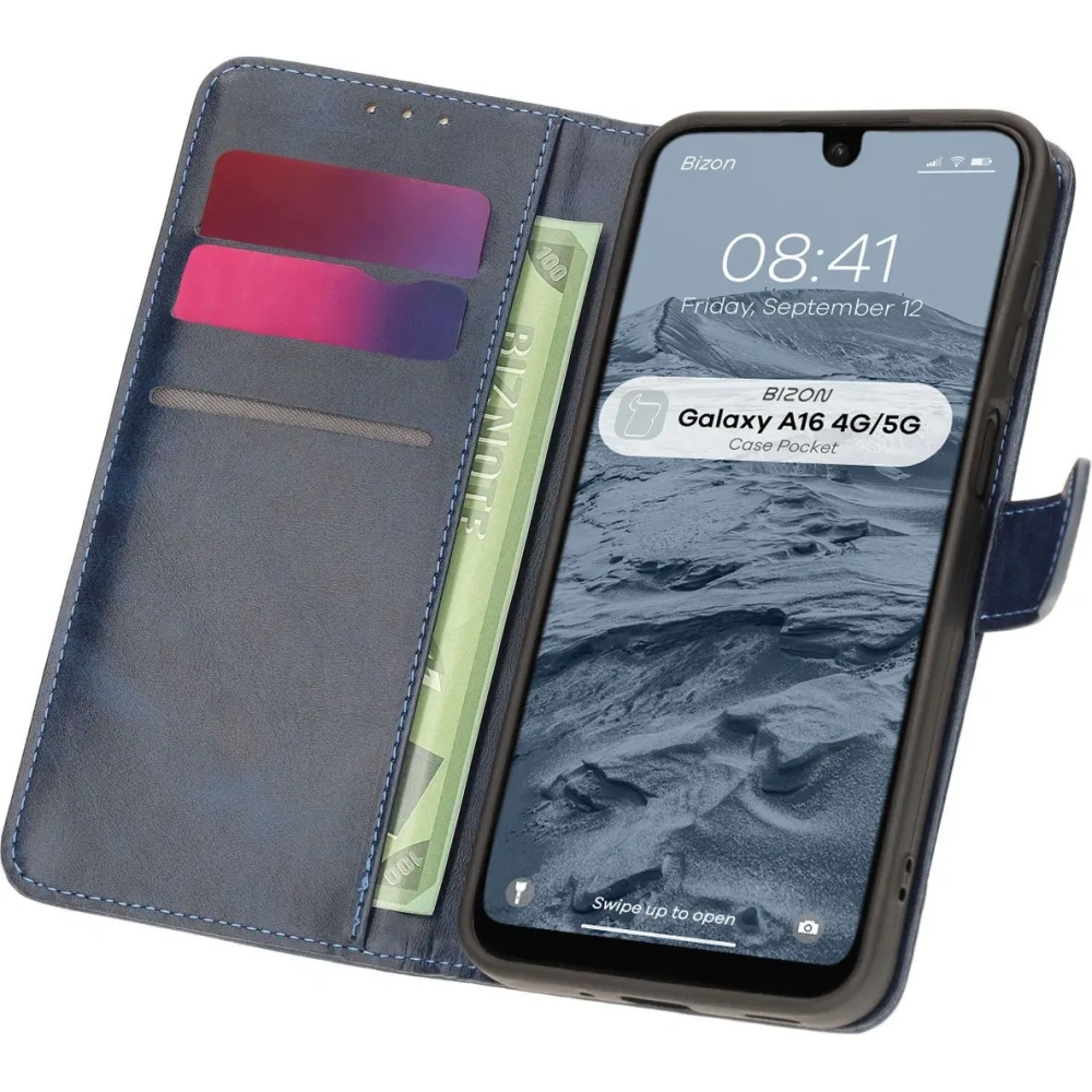 Etui z klapką Bizon Case Pocket do Samsung Galaxy A16 4G/5G granatowe