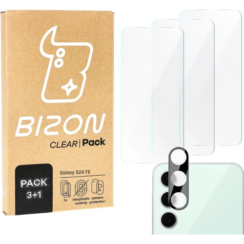 Kup Bizon Clear 3x sticlă pentru ecran + sticlă pentru cameră Samsung Galaxy S24 FE - BIZ6862 - {ean13} - Sklep Home Screen