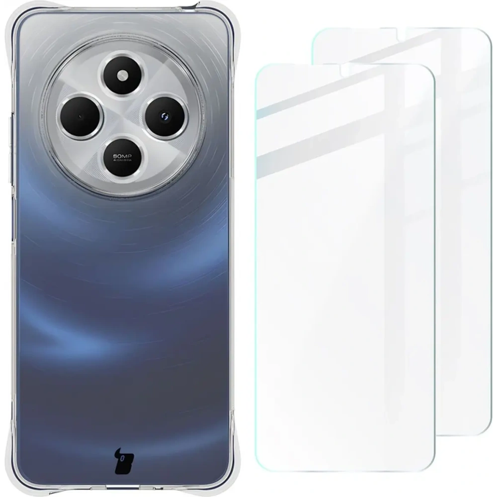 Etui + 2x szkło na ekran Bizon Case Clear Pack do Redmi 14C 4G przezroczyste