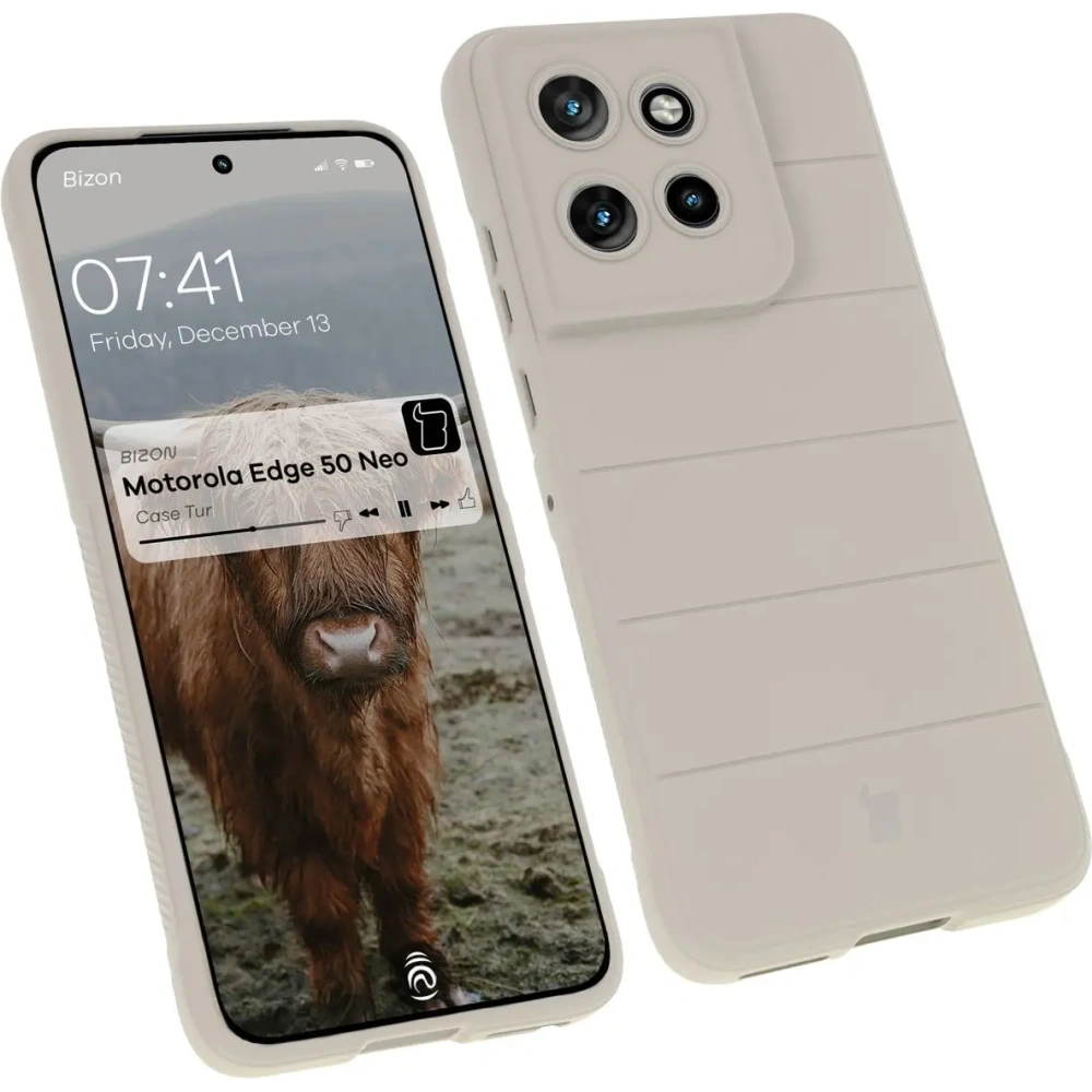 Pancerne etui Bizon Case Tur do Motorola Edge 50 Neo jasnoszare