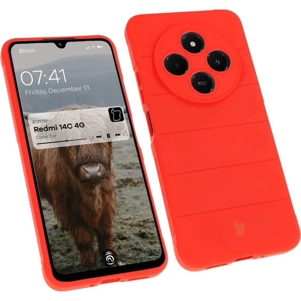 Pancerne etui Bizon Case Tur do Xiaomi Redmi 14C 4G / POCO C75 czerwone
