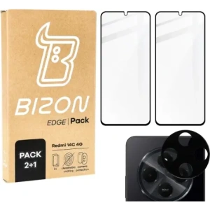 Buy Bizon Edge 2x tempered screen glass with frame + camera glass Xiaomi Redmi 14C 4G - BIZ6874 - {ean13} - Home Screen Store Europe