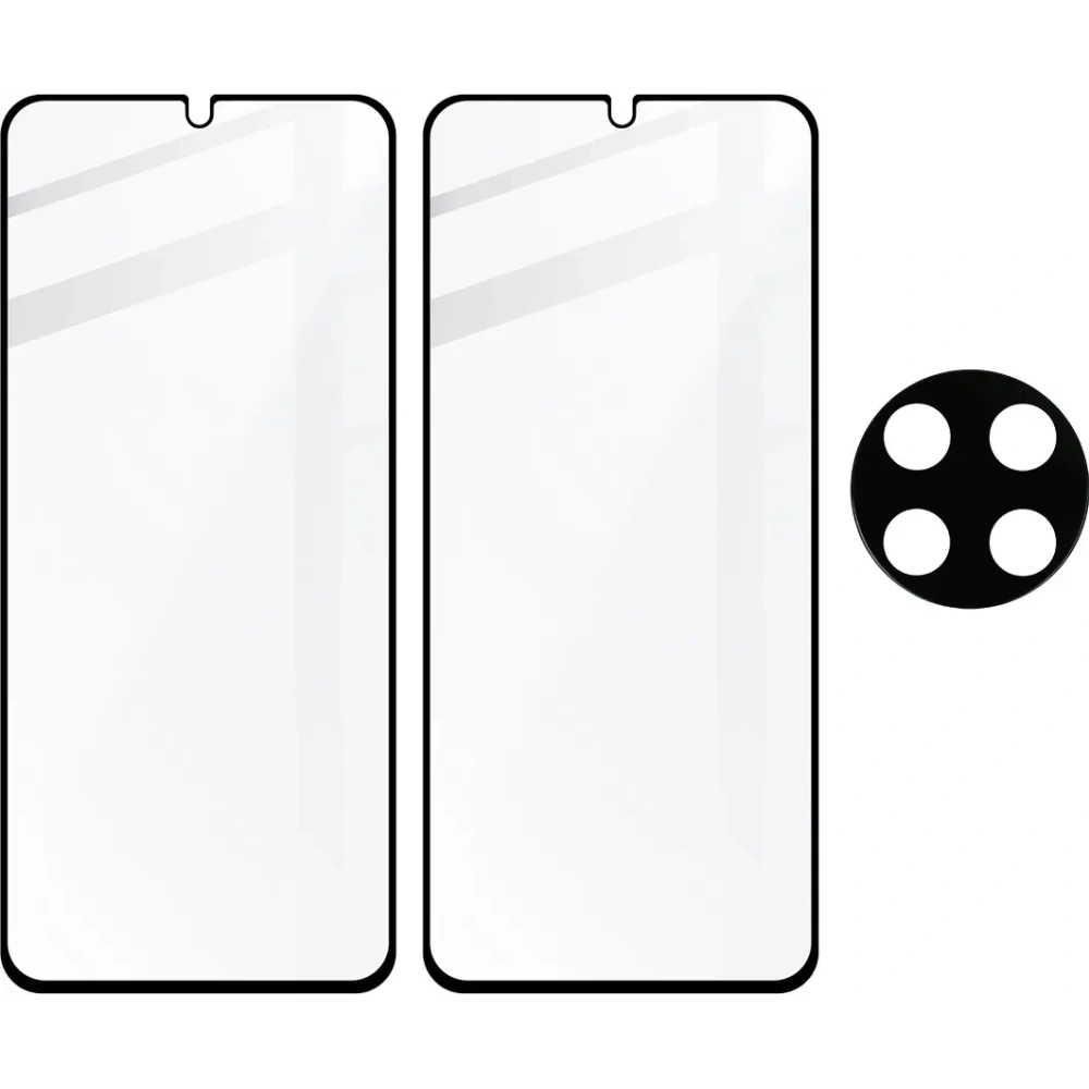 2x Szkło hartowane na ekran z ramką + szkło na aparat Bizon Edge do Xiaomi Redmi 14C 4G