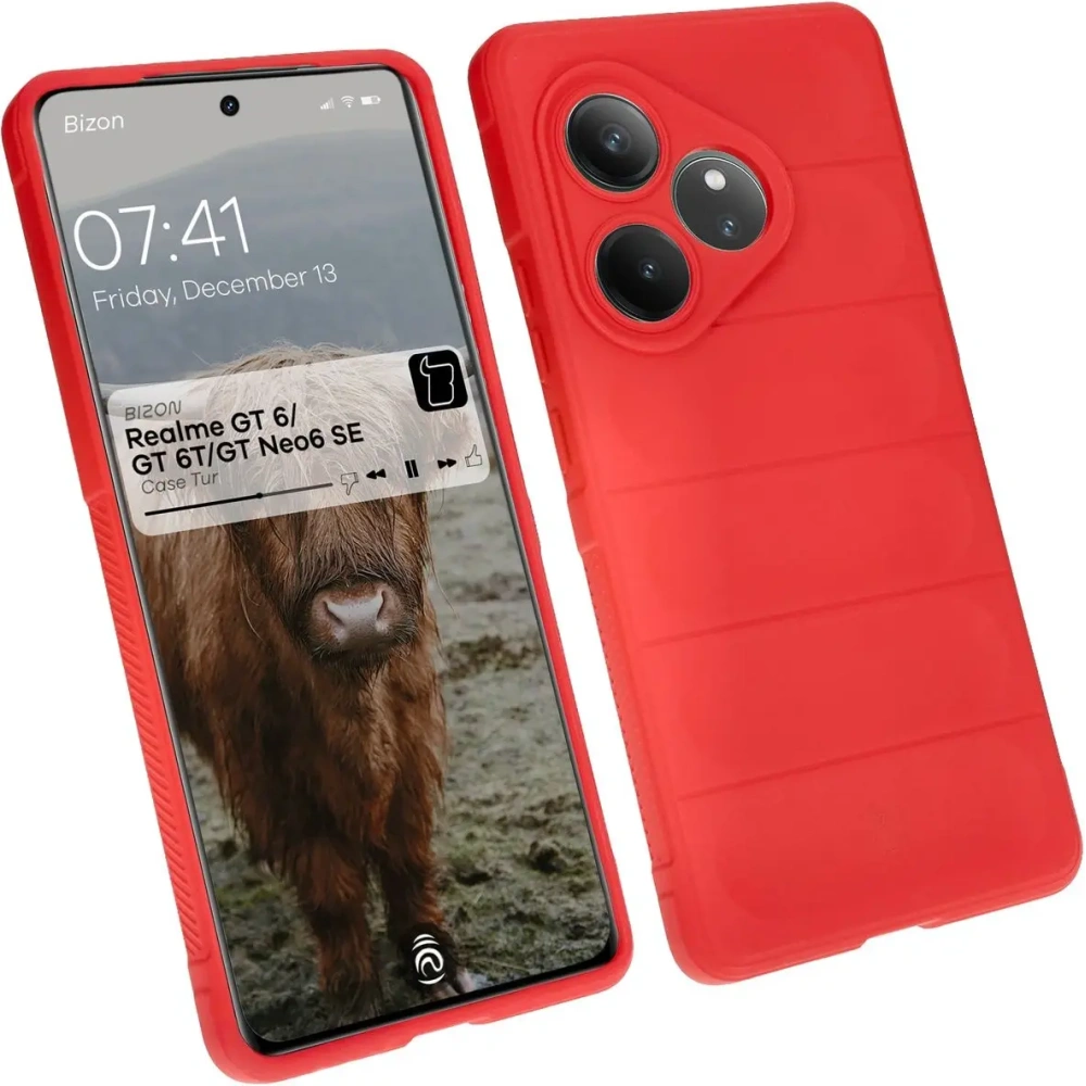 Pancerne etui Bizon Case Tur do Realme GT 6 / GT 6T / GT Neo6 SE czerwone