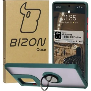 Kup Bizon Case Hybrid Ring Motorola Edge 50 Fusion fumuriu cu un cadru verde închis - BIZ6880 - {ean13} - Sklep Home Screen