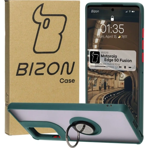 Kup Bizon Case Hybrid Ring Motorola Edge 50 Fusion rauchig mit einem dunkelgrünen Rahmen - BIZ6880 - {ean13} - Sklep Home Screen