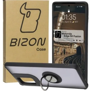 Kup Pouzdro s úchytem na prst Bizon Case Hybrid Ring pro Motorola Edge 50 Fusion kouřové s černým rámem - BIZ6881 - {ean13} - Sklep Home Screen