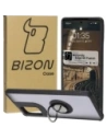 Pouzdro s úchytem na prst Bizon Case Hybrid Ring pro Motorola Edge 50 Fusion kouřové s černým rámem