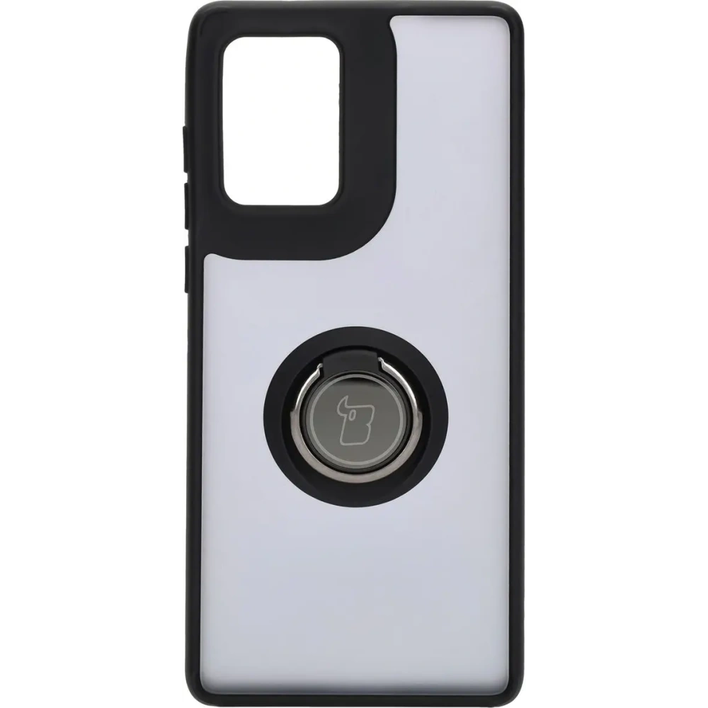 Etui z uchwytem na palec Bizon Case Hybrid Ring do Motorola Edge 50 Fusion przydymione z czarną ramką