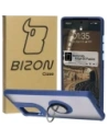Etui s úchytem na prst Bizon Case Hybrid Ring pro Motorola Edge 50 Fusion kouřové s modrým rámem