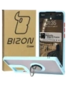 Etui s držákem na prst Bizon Case Hybrid Ring pro Motorola Edge 50 Fusion kouřové s jasně modrým rámem