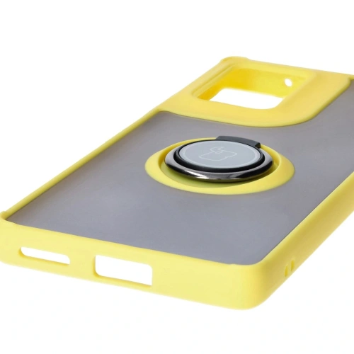 Kup Etui z uchwytem na palec Bizon Case Hybrid Ring do Motorola Edge 50 Fusion przydymione z żółtą ramką - BIZ6885 - {ean13} - Sklep Home Screen