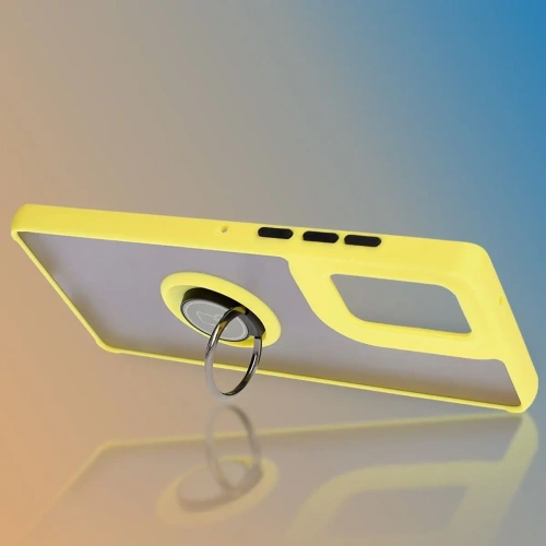 Buy Bizon Case Hybrid Ring Motorola Edge 50 Fusion smoky with a yellow frame - BIZ6885 - {ean13} - Home Screen Store Europe