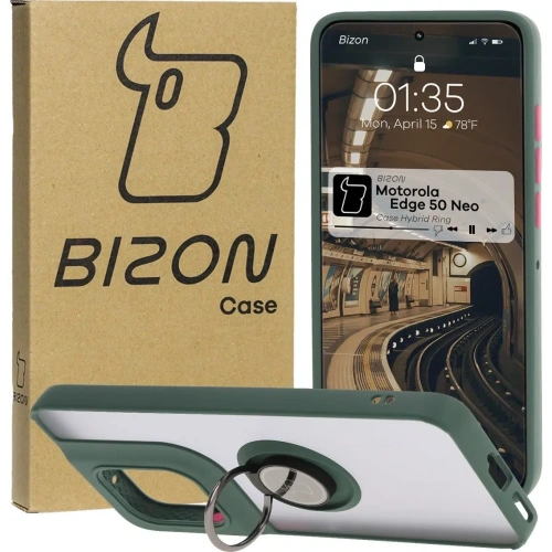 Kup Bizon Case Hybrid Ring Motorola Edge 50 Neo rauchig mit einem dunkelgrünen Rahmen - BIZ6886 - {ean13} - Sklep Home Screen