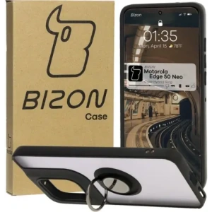 Kup Pouzdro s prstenem na prst Bizon Case Hybrid Ring pro Motorola Edge 50 Neo kouřové s černým rámečkem - BIZ6887 - {ean13} - Sklep Home Screen